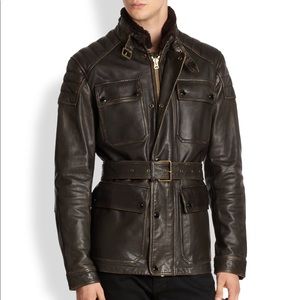 Burberry Brit Calf Leather Field Belted Jacket